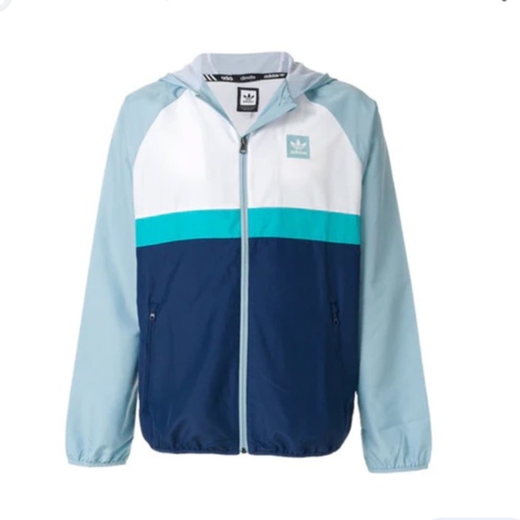 Unisex Adidas Skateboarding BB Packable Wind Jacket White/Teal/Navy - Picture 1 of 8